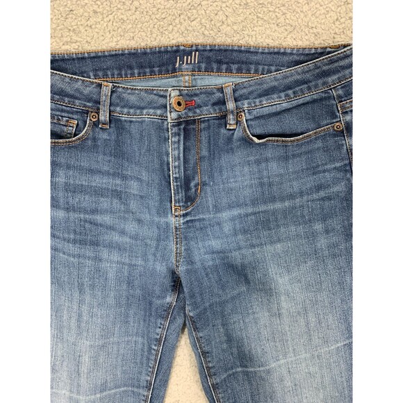 J. JILL Authentic Slim Boot Cut Denim Blue Jeans Stretch Size 8 Distressed Knees - Picture 3 of 11